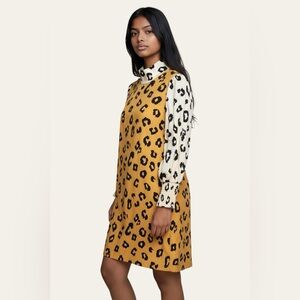 Buru Women’s Yellow Long Sleeves Cheetah Mod Dress. Size XS.SKU 464